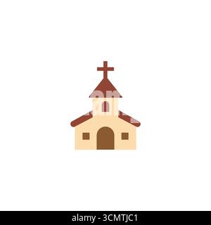 Icona piatta della cappella dell'edificio della chiesa vettoriale. Edificio della chiesa cristiana semplice torre cattolica religione icona dei cartoni animati ortodossi Illustrazione Vettoriale