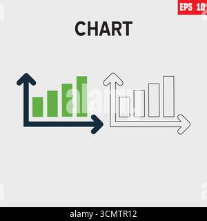 Insieme di grafici crescente. Icona della freccia di successo della crescita. Gruppo di icone grafico crescente. Icona del grafico di crescita. Grafico a barre crescente. Illustrazione vettoriale. Illustrazione Vettoriale