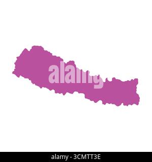 Mappa del Nepal, segno silhouette. Mappa del mondo Globe. Illustrazione vettoriale isolata su sfondo bianco. Continente asiatico Illustrazione Vettoriale