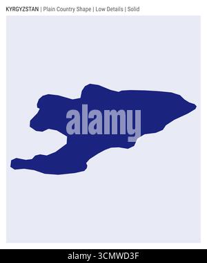 Mappa del paese pianeggiante del Kirghizistan. Dettagli bassi. Stile solido. Forma del Kirghizistan. Illustrazione vettoriale. Illustrazione Vettoriale
