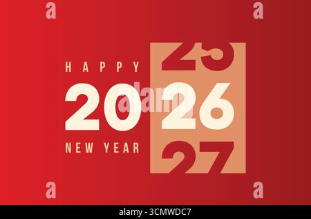 Processo di caricamento prima del nuovo anno 2026. Simbolo della celebrazione del nuovo anno 2026. Banner creativo per le feste con un design alla moda. Illustrazione vettoriale Illustrazione Vettoriale