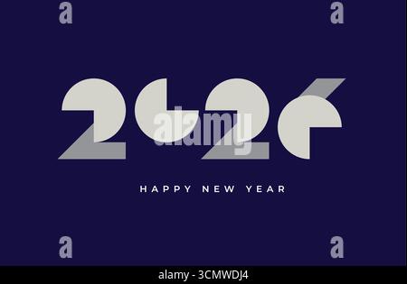 2026 Happy New Year background Design con linea colorata. biglietto di auguri per il 2026 Illustrazione Vettoriale