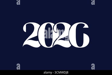 2026 Happy New Year background Design con linea colorata. biglietto di auguri per il 2026 Illustrazione Vettoriale