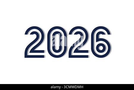 2026 Happy New Year background Design con linea colorata. biglietto di auguri per il 2026 Illustrazione Vettoriale