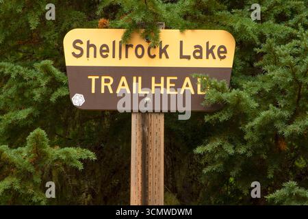 Cartello di Shellrock Lake Trail, Mt Hood National Forest, Oregon Foto Stock