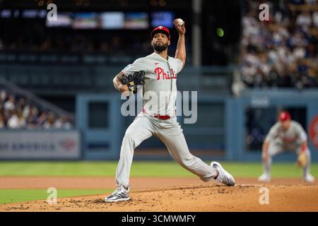Durante una partita della MLB, martedì 16 settembre 2025, al Dodger Stadium, a Los Angeles, CA. i Phillies hanno battuto i Dodgers 9-6. (Jon Endow/immagine dello sport) Foto Stock