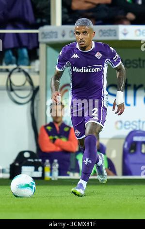 Dodo dell'ACF Fiorentina in azione durante la partita di serie A tra ACF Fiorentina e SSC Napoli allo Stadio Artemio Franchi Firenze Italia il 13 settembre 2025. Foto Stock