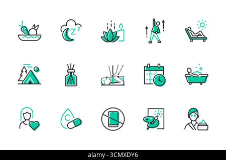 Auto-Care - serie di icone di stile di design della linea Illustrazione Vettoriale