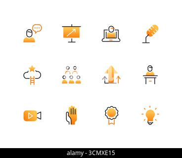 Crescita dell'azienda - insieme di icone di stile di design della linea Illustrazione Vettoriale