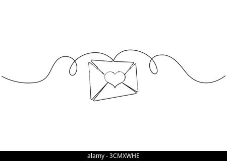 Disegno minimalista di una linea del simbolo di busta Illustrazione Vettoriale