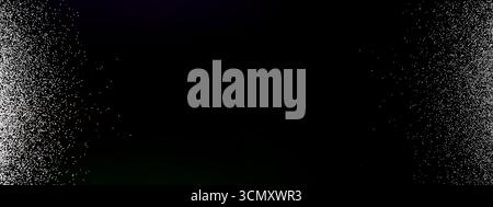 Rumore di fondo granuloso con macchie di pellicola e polvere bianca. Texture nera vintage senza cuciture con graffi e particelle di piccole dimensioni. Mascherina in rilievo Illustrazione Vettoriale