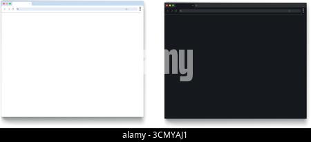 Set di mockup realistico della finestra del browser Chrome. Modello di browser della pagina Web desktop vuoto isolato. Illustrazione Vettoriale