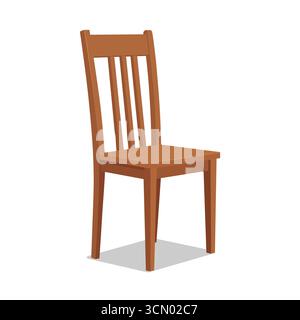 Illustrazione vettoriale della sedia di legno della vecchia scuola del cartone animato Illustrazione Vettoriale