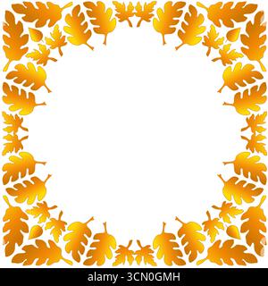 L'autunno lascia una cornice vettoriale senza testo. Ripetitivo in un motivo circolare senza cuciture con brillanti foglie autunnali. Sfondo con elementi autunnali per la stampa Illustrazione Vettoriale