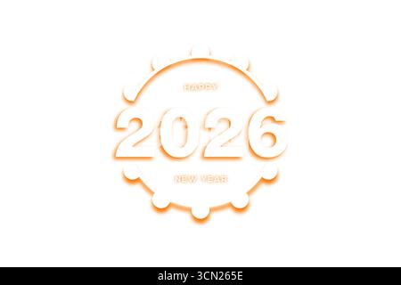 etichetta dorata anniversario 2026 con nastro Illustrazione Vettoriale