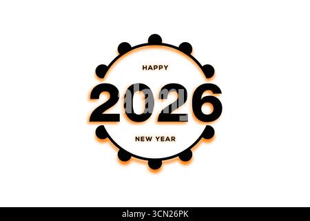 etichetta dorata anniversario 2026 con nastro Illustrazione Vettoriale