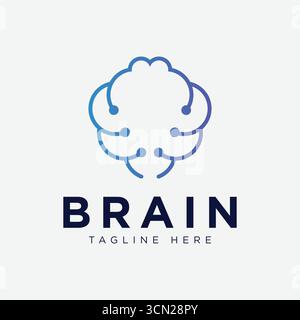Concept di design del logo della tecnologia cerebrale, modello di logo Techno Brain Illustrazione Vettoriale