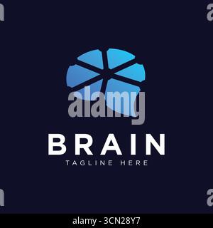 Concept di design del logo Brain, modello di logo Brain Illustrazione Vettoriale