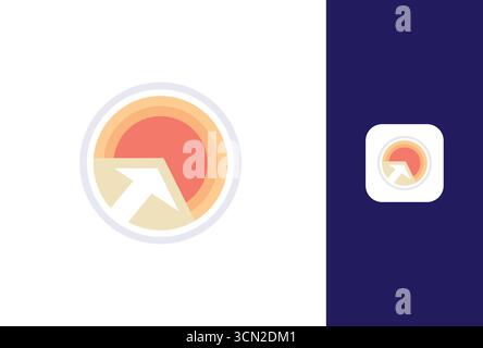 Design vettoriale con logo Sunrise e freccia Illustrazione Vettoriale