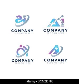 logo technology ai gradient Illustrazione Vettoriale