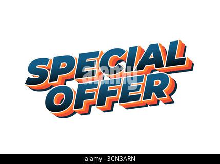 Grafica testuale in grassetto con le parole OFFERTE SPECIALI in uno stile colorato e moderno Illustrazione Vettoriale