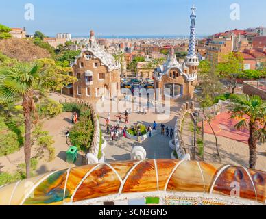 Parco Guell, Barcellona, in Catalogna, Spagna Foto Stock