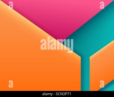 sfondo geometrico astratto con colori audaci e forme a strati in arancione e rosa per una composizione moderna ideale per poster sfondi Illustrazione Vettoriale