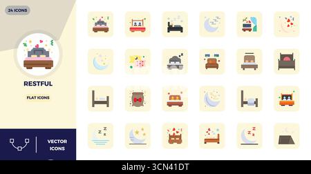 Sblocca 24 icone vettoriali Flat PIXEL Perfect ispirate a RESTful, ottimizzate in formato 128x128 per una visualizzazione impeccabile su tutti i dispositivi. Illustrazione Vettoriale