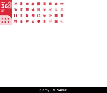 Confezione essenziale di icone vettoriali perfette da 36 PIXEL per gli articoli in formato Black Filled, dimensioni 128x128 per prestazioni e scalabilità ottimali. Illustrazione Vettoriale