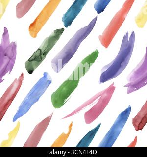 Pennello colorato acquerello con tratti motivo senza cuciture Foto Stock