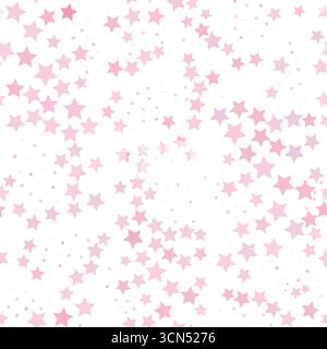 Design in tessuto senza cuciture con stelle e punti rosa per il bambino Illustrazione Vettoriale