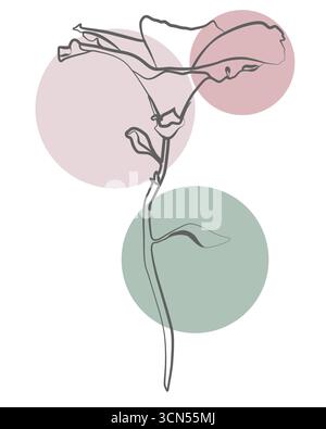 Fiori d'arte dalla linea elegante con forme pastello, design botanico minimalista per un arredamento moderno Foto Stock