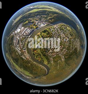 Foto aerea, pensione Schloss Saareck, Mettlach, Saarland, Germania, Europa, vista a volo d'uccello, fotografia aerea, fotografia aerea, panoramica, bir Foto Stock
