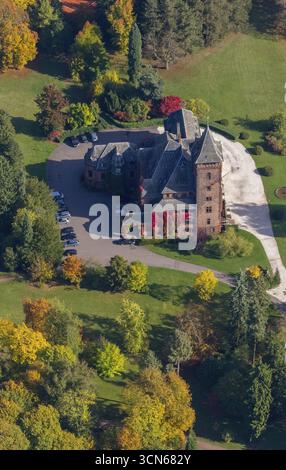 Foto aerea, pensione Schloss Saareck, Mettlach, Saarland, Germania, Europa, vista dall'alto, vista aerea, fotografia aerea, fotografia aerea, Foto Stock
