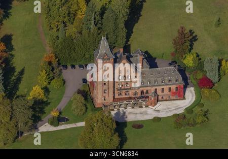 Foto aerea, pensione Schloss Saareck, Mettlach, Saarland, Germania, Europa, vista dall'alto, vista aerea, fotografia aerea, fotografia aerea, Foto Stock