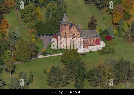 Foto aerea, pensione Schloss Saareck, Mettlach, Saarland, Germania, Europa, vista dall'alto, vista aerea, fotografia aerea, fotografia aerea, Foto Stock