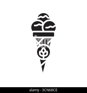 icona piatta del gelato vegano per progetti digitali e di stampa. Icone di pulizia minime per applicazioni e siti Web. Icone semplici e moderne per UI UX e branding Illustrazione Vettoriale