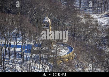 Vista aerea, monumento di Berger su Hohenstein, Witten, regione della Ruhr, Renania settentrionale-Vestfalia, Germania, punto di osservazione, torre di osservazione, DE, Europa, V. aerea Foto Stock