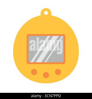 Carino cartone animato Tamagotchi. Sfondo bianco isolato. Illustrazione vettoriale in stile piatto. Illustrazione Vettoriale
