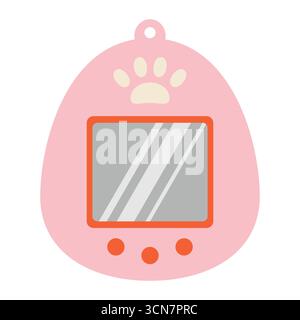 Carino cartone animato Tamagotchi. Sfondo bianco isolato. Illustrazione vettoriale in stile piatto. Illustrazione Vettoriale