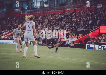 Ella Toone attraversa il Manchester United Women vs. SK Brann in UEFA Women's Champions League 18 settembre 2025 alla Leigh Sports Village Arena Foto Stock
