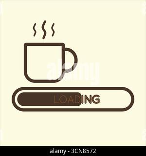 Tazza da caffè minima con simbolo di caricamento grafico Illustrazione Vettoriale
