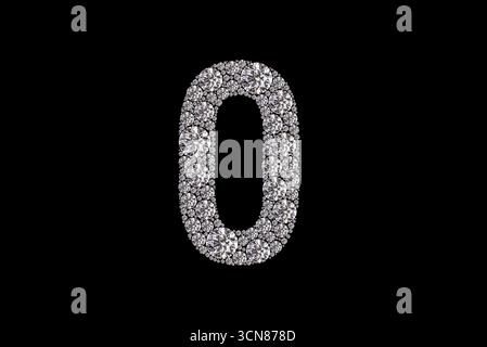 Primo piano di un numero 0 a forma di diamante. La forma a diamante è composta da molti piccoli diamanti Foto Stock