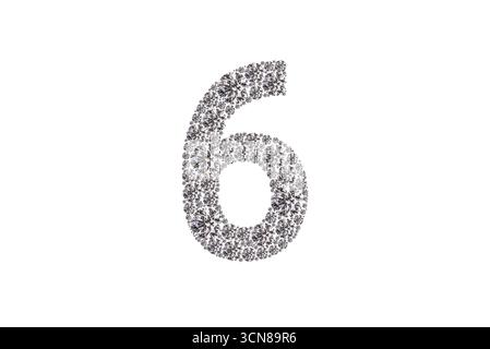 Un primo piano del numero 6 con un motivo a rombo. Il numero 6 è circondato da un motivo a diamante, che gli conferisce un aspetto unico e accattivante Foto Stock