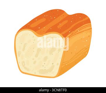 Illustrazione di mezza pagnotta di pane per tostare, come preparare il pane. Panino di frumento disegnato a mano con grafica vettoriale per il branding di prodotti da forno, libri di ricette con il logo del menu, vettore di sfondo per la confezione di carta da parati Illustrazione Vettoriale