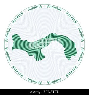 Archi radiali a forma di Panama. Icona Country round. Poster di design con logo Panama. Illustrazione vettoriale originale. Illustrazione Vettoriale