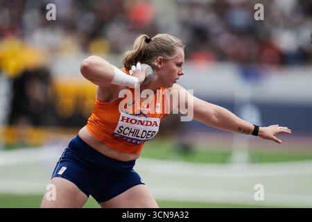 Jessica Schilder, olandese, gareggiante nella Women's Shot Put Qualifying durante i Campionati mondiali di atletica leggera Tokyo 2025 del giorno 8 al Japan National Stadium il 20 settembre 2025 a Tokyo, Giappone. (Crediti: Andy Astfalck/MTB-Photo/Alamy Live News) Foto Stock
