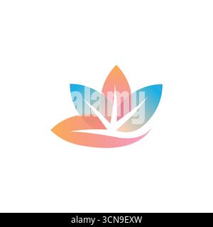 design del modello del logo del fiore della foglia astratta Illustrazione Vettoriale