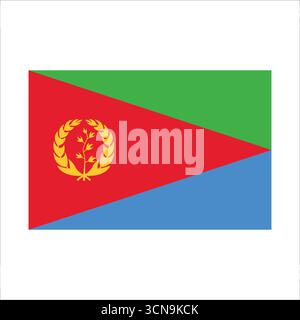 Bandiera dell'eritrea che ondeggia al vento, colori verde, rosso, blu e oro. Illustrazione Vettoriale