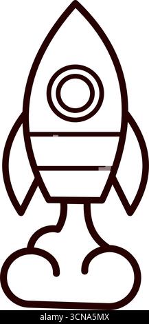 Icona linea razzo spaziale - icona vettoriale Illustrazione Vettoriale